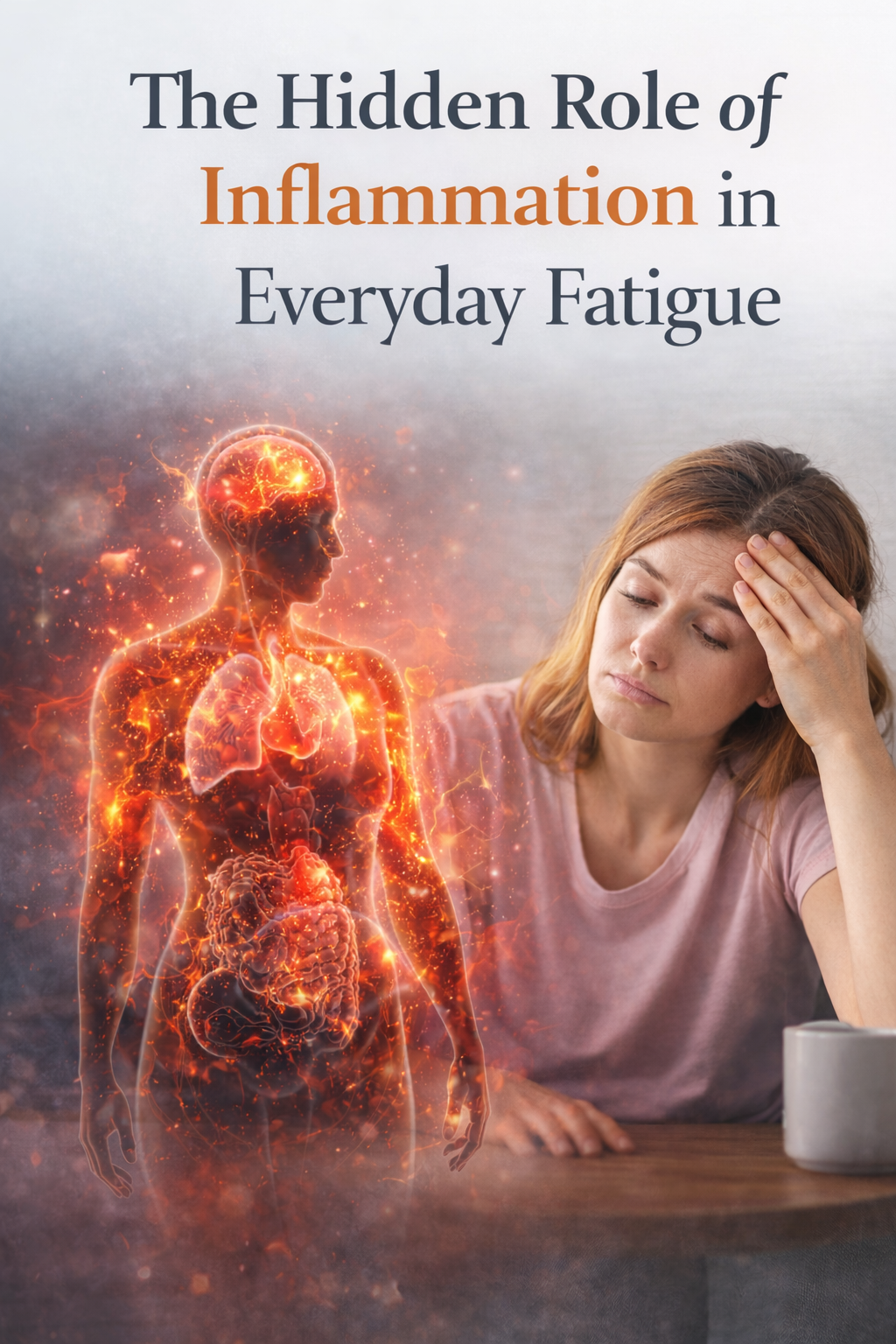 Illustration showing low-grade inflammation in the body linked to fatigue